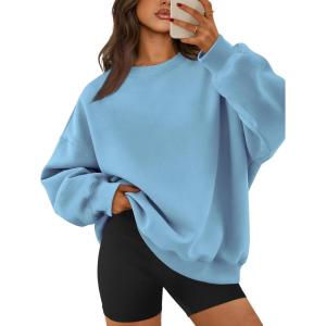 image:imageATHMILE Oversized Sweatshirt for Women Crewneck Fleece Long Sleeve Pullover Hoodies Tops Fall Fashion Outfits ClothesLightblue