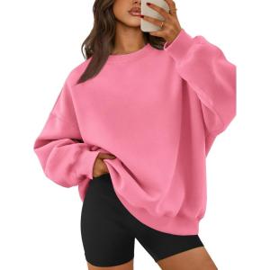 image:imageATHMILE Oversized Sweatshirt for Women Crewneck Fleece Long Sleeve Pullover Hoodies Tops Fall Fashion Outfits ClothesPink