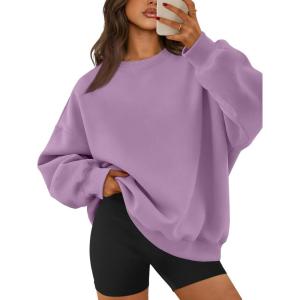 image:imageATHMILE Oversized Sweatshirt for Women Crewneck Fleece Long Sleeve Pullover Hoodies Tops Fall Fashion Outfits ClothesPurple