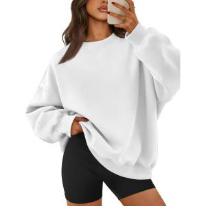 image:imageATHMILE Oversized Sweatshirt for Women Crewneck Fleece Long Sleeve Pullover Hoodies Tops Fall Fashion Outfits ClothesWhite