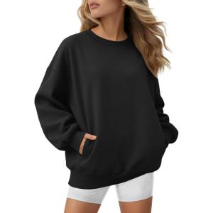 image:imageATHMILE Oversized Sweatshirt for Women Crewneck Fleece Long Sleeve Pullover Hoodies Tops Fall Fashion Outfits ClothesZblackside Pockets
