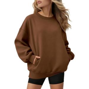 image:imageATHMILE Oversized Sweatshirt for Women Crewneck Fleece Long Sleeve Pullover Hoodies Tops Fall Fashion Outfits ClothesZbrownside Pockets