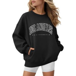 image:imageATHMILE Oversized Sweatshirt for Women Crewneck Fleece Long Sleeve Pullover Hoodies Tops Fall Fashion Outfits ClothesZlablackside Pockets