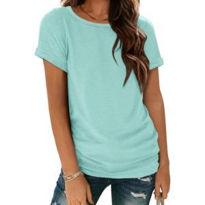 image:imageATHMILE Womens Boat Neck Tops Fashion Short Sleeve Scoop Neck Tees for Women Trendy Casual Shirts Summer Beach Outfits 2026Aqua