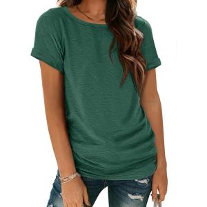 image:imageATHMILE Womens Boat Neck Tops Fashion Short Sleeve Scoop Neck Tees for Women Trendy Casual Shirts Summer Beach Outfits 2026Green