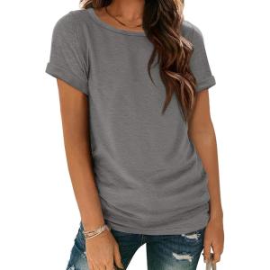 image:imageATHMILE Womens Boat Neck Tops Fashion Short Sleeve Scoop Neck Tees for Women Trendy Casual Shirts Summer Beach Outfits 2026Grey