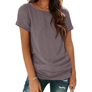 image:imageATHMILE Womens Boat Neck Tops Fashion Short Sleeve Scoop Neck Tees for Women Trendy Casual Shirts Summer Beach Outfits 2026Greypurple