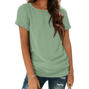 image:imageATHMILE Womens Boat Neck Tops Fashion Short Sleeve Scoop Neck Tees for Women Trendy Casual Shirts Summer Beach Outfits 2026Lightgreen