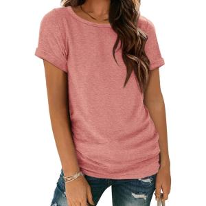 image:imageATHMILE Womens Boat Neck Tops Fashion Short Sleeve Scoop Neck Tees for Women Trendy Casual Shirts Summer Beach Outfits 2026Lightpink