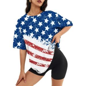 image:imageATHMILE Womens Oversized T Shirts Casual Tee Workout Tops Gym Clothes Summer Loose Fit Short Sleeve Graphics Basic Y2K 2026Usa Flag