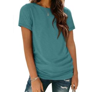 image:imageATHMILE Womens T Shirt Summer Tops Short Sleeve Fashion School Teachers Clothes 2026 Spring Beach Vacation TrendyBlue Geen