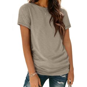 image:imageATHMILE Womens T Shirt Summer Tops Short Sleeve Fashion School Teachers Clothes 2026 Spring Beach Vacation TrendyCoffee Grey
