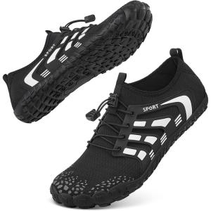 image:imageBarefoot Water Shoes Women Men Adult Hiking Swim Beach River Pool Hike Guarding Shoes Aqua Socks Protective Comfort Wide Toe Box Width Rock Climbing Vacation Outdoor 2026 NewBlack White019