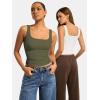 image:imageATHMILE Double Lined Tank Tops for Women Summer Square Neck Sleeveless Basic Spring Going Out TopArmy Green
