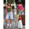 image:imageATHMILE Double Lined Tank Tops for Women Summer Square Neck Sleeveless Basic Spring Going Out TopArmy Green