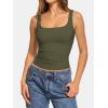 image:imageATHMILE Double Lined Tank Tops for Women Summer Square Neck Sleeveless Basic Spring Going Out TopArmy Green