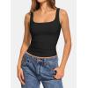 image:imageATHMILE Double Lined Tank Tops for Women Summer Square Neck Sleeveless Basic Spring Going Out TopBlack