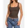 image:imageATHMILE Double Lined Tank Tops for Women Summer Square Neck Sleeveless Basic Spring Going Out TopCoffee