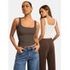 image:imageATHMILE Double Lined Tank Tops for Women Summer Square Neck Sleeveless Basic Spring Going Out TopCoffee