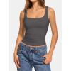 image:imageATHMILE Double Lined Tank Tops for Women Summer Square Neck Sleeveless Basic Spring Going Out TopDark Gray
