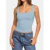 image:imageATHMILE Double Lined Tank Tops for Women Summer Square Neck Sleeveless Basic Spring Going Out TopLight Blue