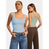 image:imageATHMILE Double Lined Tank Tops for Women Summer Square Neck Sleeveless Basic Spring Going Out TopLight Blue