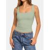 image:imageATHMILE Double Lined Tank Tops for Women Summer Square Neck Sleeveless Basic Spring Going Out TopLight Green