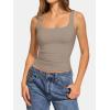 image:imageATHMILE Double Lined Tank Tops for Women Summer Square Neck Sleeveless Basic Spring Going Out TopLight Khaki