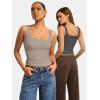 image:imageATHMILE Double Lined Tank Tops for Women Summer Square Neck Sleeveless Basic Spring Going Out TopLight Khaki