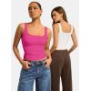 image:imageATHMILE Double Lined Tank Tops for Women Summer Square Neck Sleeveless Basic Spring Going Out TopMagenta