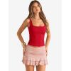 image:imageATHMILE Double Lined Tank Tops for Women Summer Square Neck Sleeveless Basic Spring Going Out TopRed