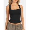 image:imageATHMILE Tank Tops for Women Square Neck Sleeveless DoubleLayer Tank Tops Basic Tight T ShirtsBlack