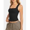 image:imageATHMILE Tank Tops for Women Square Neck Sleeveless DoubleLayer Tank Tops Basic Tight T ShirtsBlack