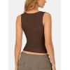 image:imageATHMILE Tank Tops for Women Square Neck Sleeveless DoubleLayer Tank Tops Basic Tight T ShirtsChestnut
