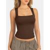 image:imageATHMILE Tank Tops for Women Square Neck Sleeveless DoubleLayer Tank Tops Basic Tight T ShirtsChestnut
