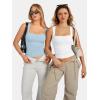 image:imageATHMILE Tank Tops for Women Square Neck Sleeveless DoubleLayer Tank Tops Basic Tight T ShirtsLight Blue