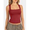image:imageATHMILE Tank Tops for Women Square Neck Sleeveless DoubleLayer Tank Tops Basic Tight T ShirtsRed