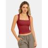 image:imageATHMILE Tank Tops for Women Square Neck Sleeveless DoubleLayer Tank Tops Basic Tight T ShirtsRed