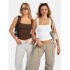 image:imageATHMILE Tank Tops for Women Square Neck Sleeveless DoubleLayer Tank Tops Basic Tight T ShirtsWhite