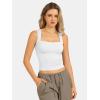 image:imageATHMILE Tank Tops for Women Square Neck Sleeveless DoubleLayer Tank Tops Basic Tight T ShirtsWhite