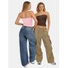image:imageATHMILE Women Sexy Tube Top Summer Y2K Going Out Double Lined Basic Tank TopBrown