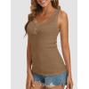 image:imageATHMILE Women Tank Tops Summer Casual Ribbed Sleeveless Basic Cami Top Slim Henley Button Down Blouses BeachCoffeegrey
