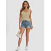 image:imageATHMILE Women Tank Tops Summer Casual Ribbed Sleeveless Basic Cami Top Slim Henley Button Down Blouses BeachKhaki