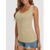 image:imageATHMILE Women Tank Tops Summer Casual Ribbed Sleeveless Basic Cami Top Slim Henley Button Down Blouses BeachKhaki