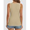 image:imageATHMILE Women Tank Tops Summer Casual Ribbed Sleeveless Basic Cami Top Slim Henley Button Down Blouses BeachKhaki