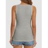 image:imageATHMILE Women Tank Tops Summer Casual Ribbed Sleeveless Basic Cami Top Slim Henley Button Down Blouses BeachLightgrey