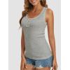 image:imageATHMILE Women Tank Tops Summer Casual Ribbed Sleeveless Basic Cami Top Slim Henley Button Down Blouses BeachLightgrey