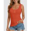 image:imageATHMILE Women Tank Tops Summer Casual Ribbed Sleeveless Basic Cami Top Slim Henley Button Down Blouses BeachOrange