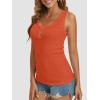 image:imageATHMILE Women Tank Tops Summer Casual Ribbed Sleeveless Basic Cami Top Slim Henley Button Down Blouses BeachOrange