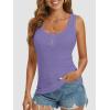 image:imageATHMILE Women Tank Tops Summer Casual Ribbed Sleeveless Basic Cami Top Slim Henley Button Down Blouses BeachPurple